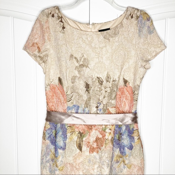 BHLDN Adrianna Papell Melinda Floral Matelasse Column Gown 6 MOB - Picture 3 of 7